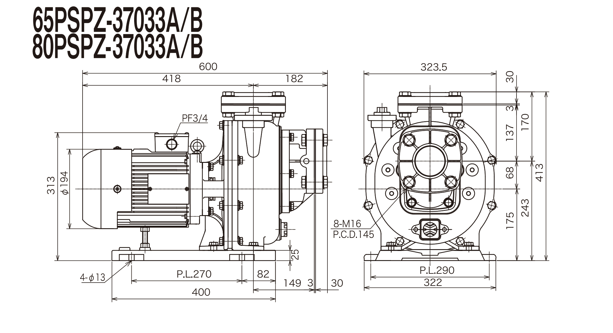 公式サイト 三相電機 循環ポンプ 65PSPZ-37033A-E3 自吸式ヒューガルポンプ 管理100